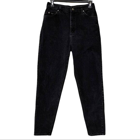 Vintage Lee Jeans 14 Long Black Tapered High Waist Union Made - Picture 2 of 14